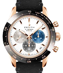 El Primero Heritage 41mm in Rose Gold with Black Bezel on Black Calfskin Leather Strap with White Dial