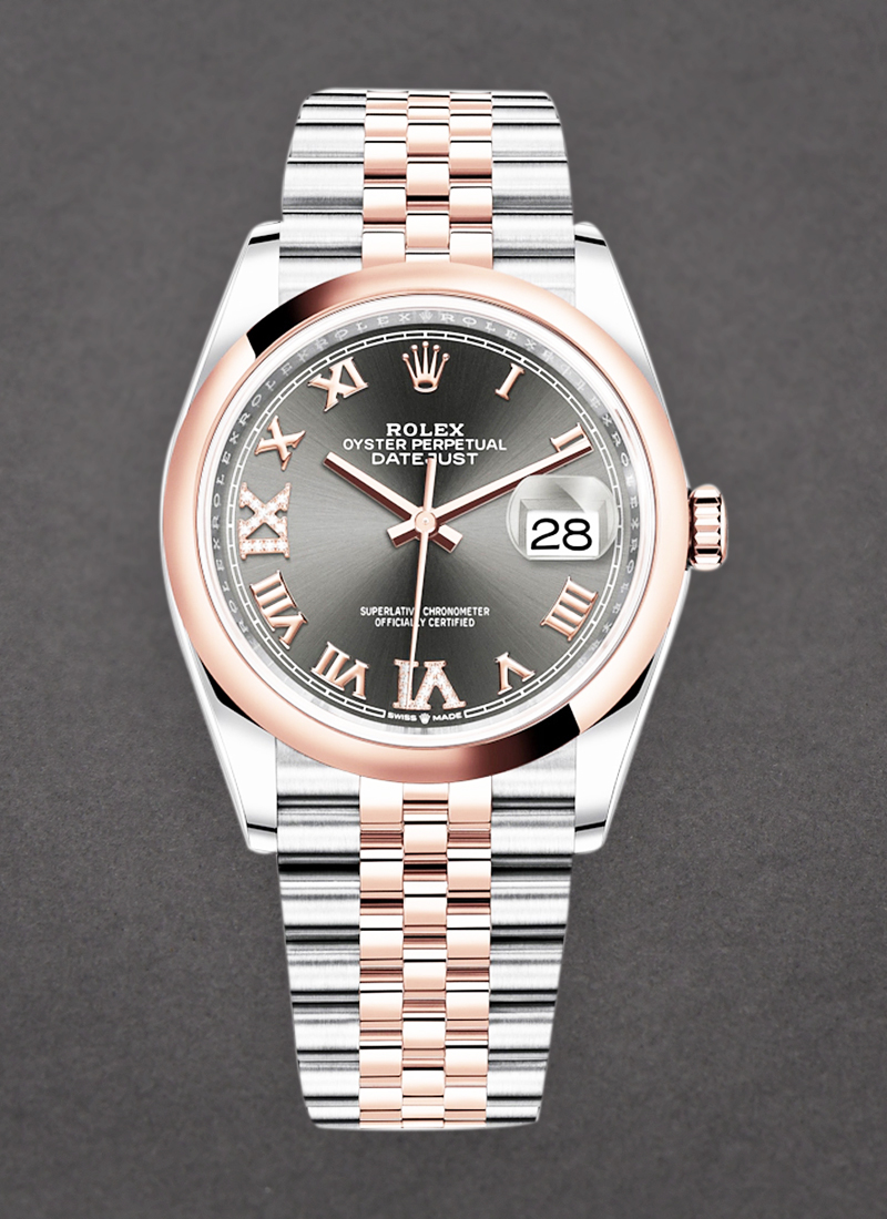 Rolex Unworn Datejust 36mm in Steel with Rose Gold Domed Bezel