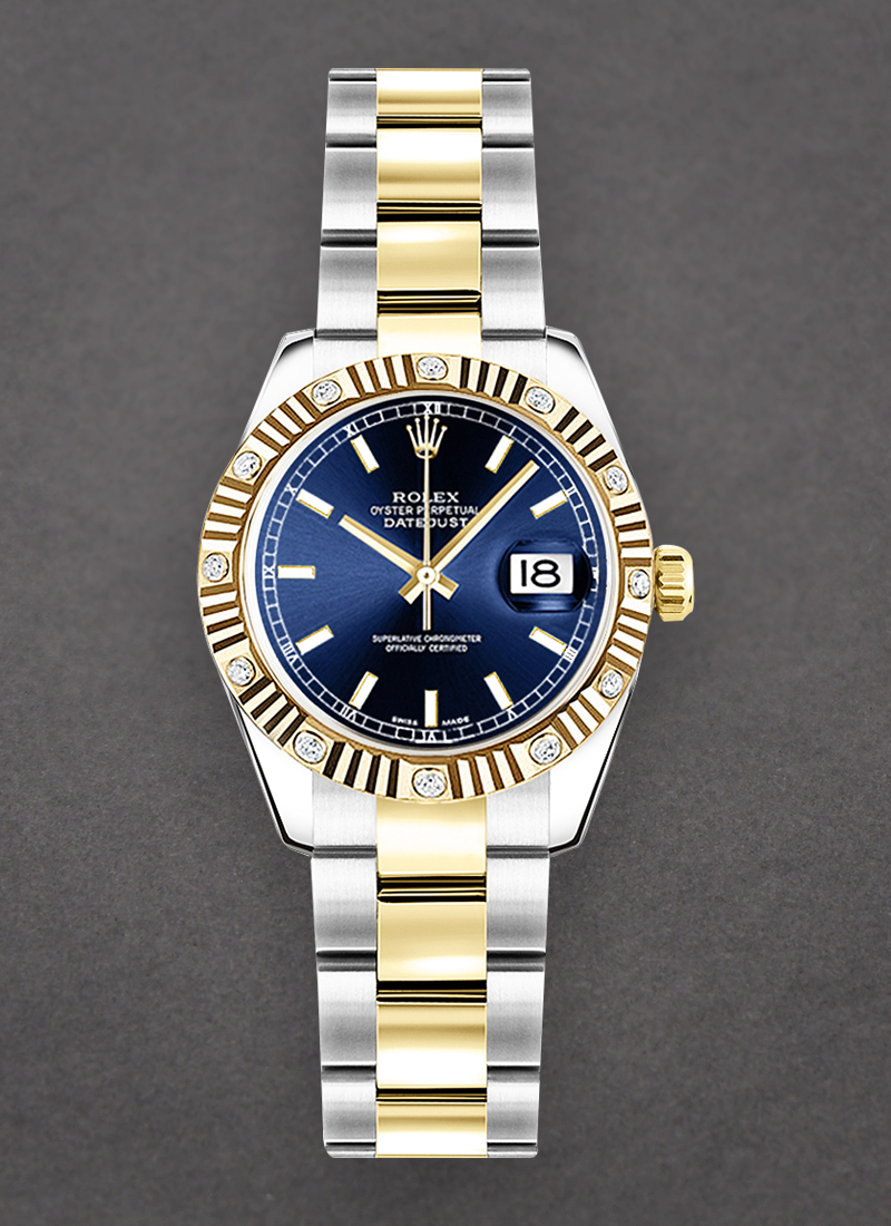 Pre-Owned Rolex Datejust Lady's in Steel with Yellow Gold 12 Diamond Bezel