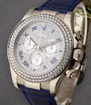 Special Edition Daytona -White Gold- 2 Row Diamond Bezel on Strap with Pave Diamond Roman Dial