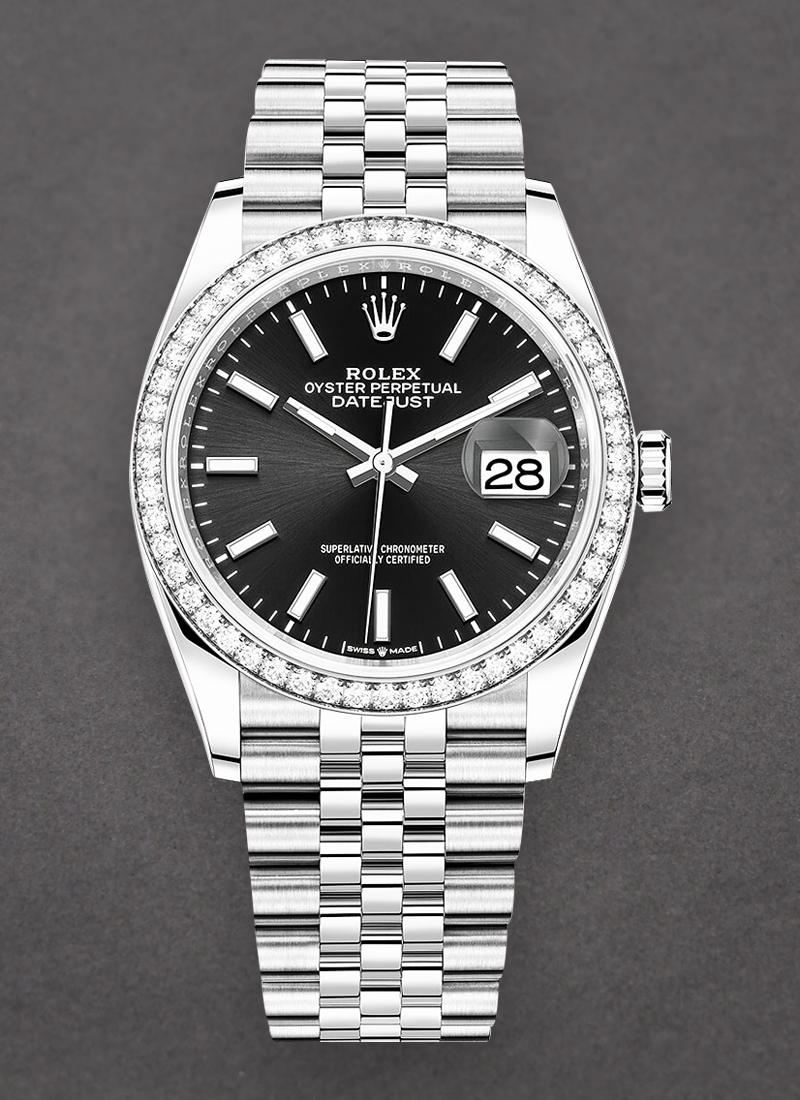 Pre-Owned Rolex Datejust 36mm in Steel with Diamond Bezel