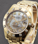 Masterpiece 34mm in Rose Gold with 12 Diamond Bezel on Pearlmaster Bracelet with GoldDust Dream Roman Dial - Diamond on 6