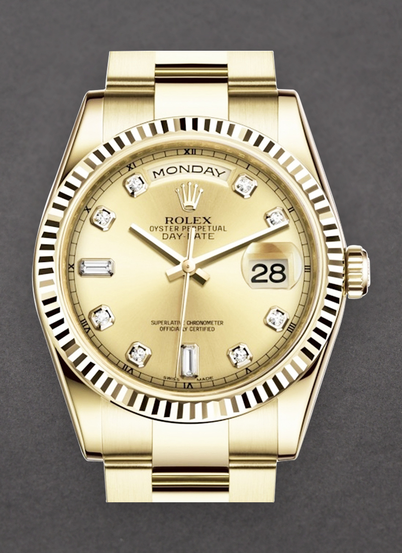 Pre-Owned Rolex President Day Date 36mm in Yellow Gold with Fluted Bezel