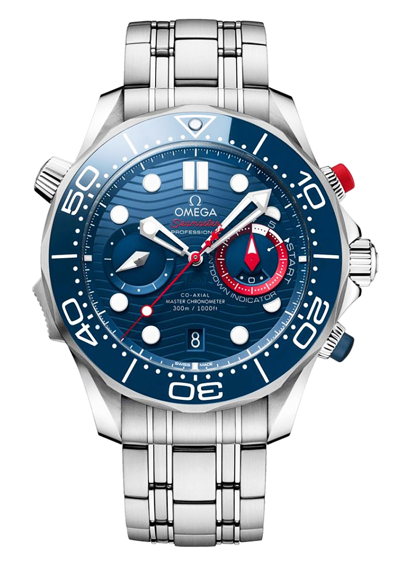 Omega Seamaster Siver 300M America's Cup in Steel with Blue Bezel