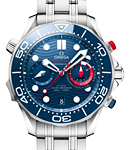 Seamaster Siver 300M America's Cup in Steel with Blue Bezel on Steel Bracelet with Blue Dial