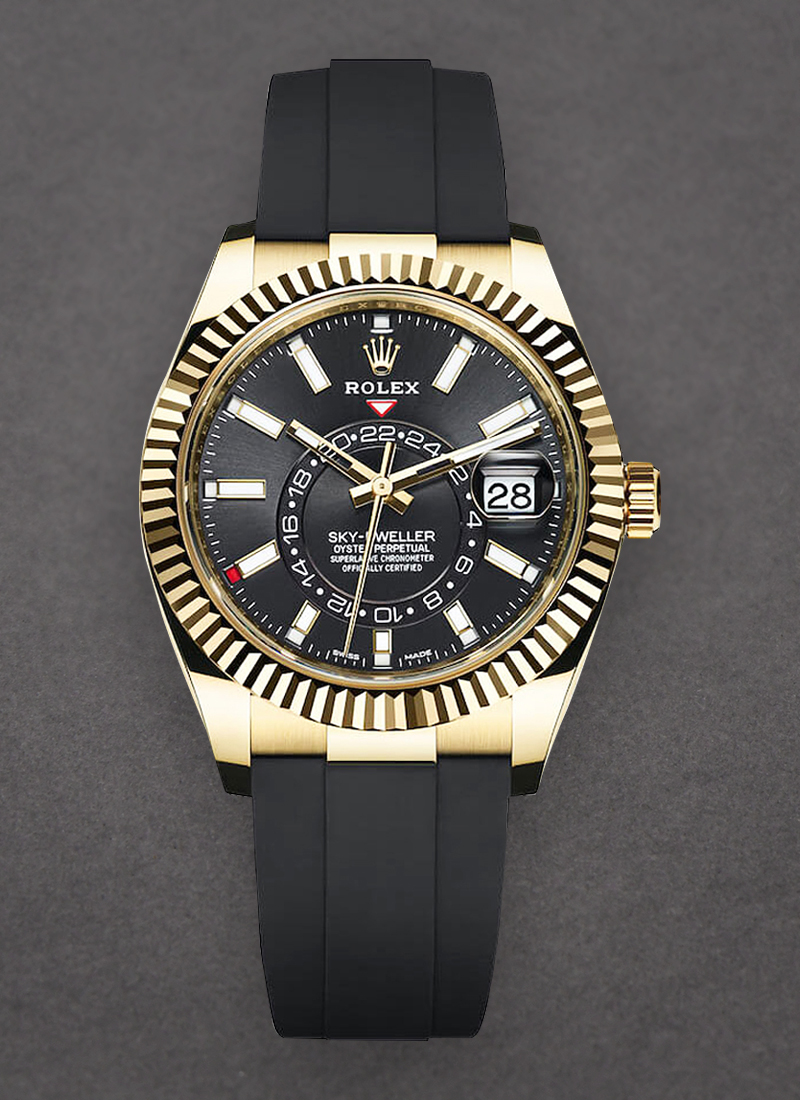 Pre-Owned Rolex Sky Dweller in Yellow Gold with Fluted Bezel