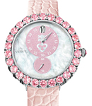 Heritage Eleganza 40mm in Silver Case with Pink Tanzanites Bezel on Pink Alligator Leather Strap with Mother of Pearl Dial