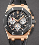 Royal Oak Offshore Chronograph 43mm in Rose Gold with Black Bezel on Black Rubber Strap with Black Dial