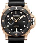 PAM 1070 - Submersible Goldtech OroCarbo in Rose Gold with Black Bezel on Black Rubber Strap with Black Dial