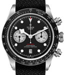 Heritage Black Bay Chrono in Steel with Black Bezel on Black Canvas Strap with Black Dial