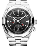 Overseas Dual Time Power Reserve in Steel On Steel Bracelet with Black Dial