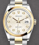 Datejust 36mm in Steel with Yellow Gold Smooth Bezel on Oyster Bracelet with Silver Jubilee Diamond Dial