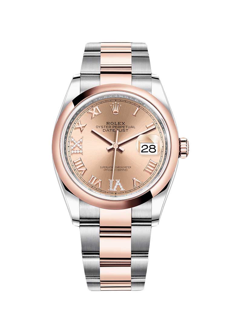 Pre-Owned Rolex Datejust 36mm in Steel with Rose Gold Smooth Bezel