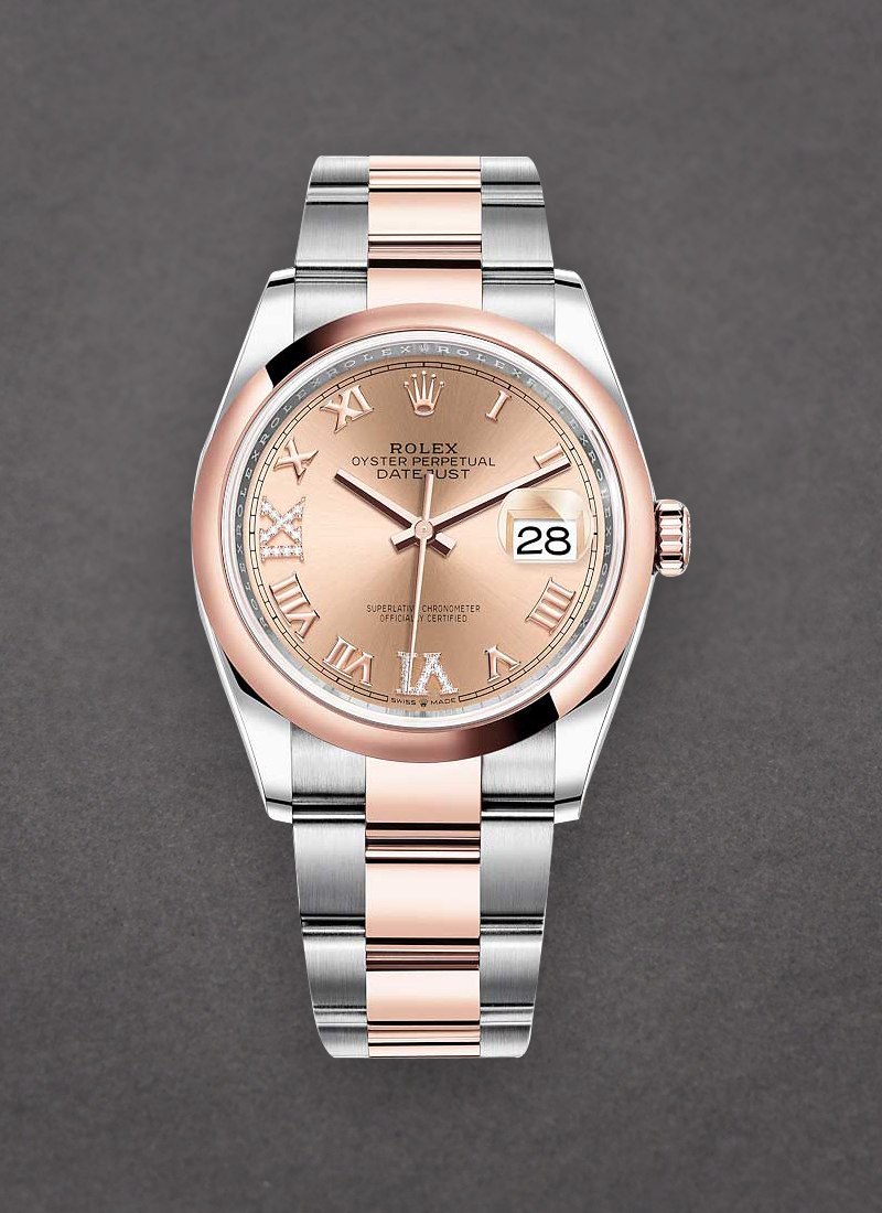 Pre-Owned Rolex Datejust 36mm in Steel with Rose Gold Smooth Bezel