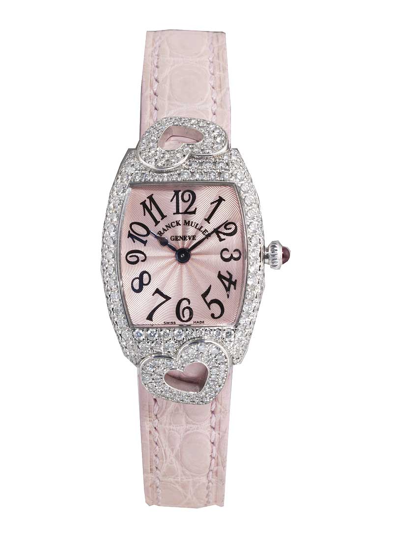 Franck Muller Lady's 2250 Cintre Curvex Coeur in White Gold with Diamond Bezel