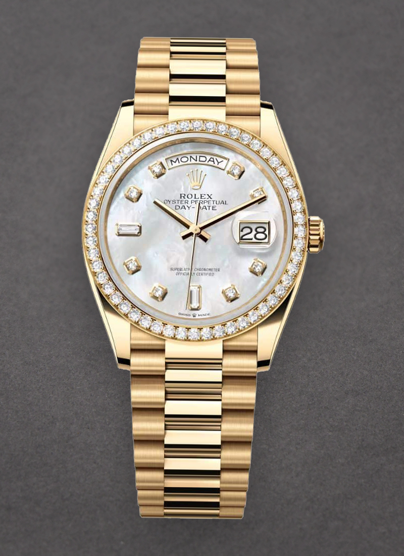 Pre-Owned Rolex President Day-Date 36mm in Yellow Gold with Diamond Bezel