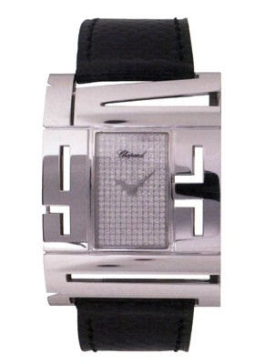 XTRAVAGANZA in White Gold on Black Leather Strap with Pave Diamond Dial