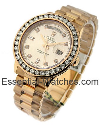 Pre-Owned Rolex Presidential in Rose Gold with Custom Diamond Bezel