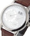 Lange 1 Mens Mechanical in White Gold On Brown Crocodile Leather Strap with MOP Dial