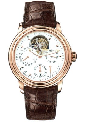 Tourbillon with Perpetual Calendar  Rose Gold on Strap with White Dial 