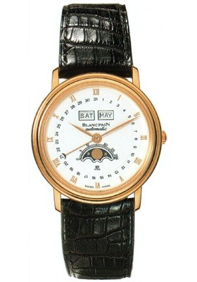 Villeret Moon Phase Mens Automatic in Yellow Gold Yellow Gold on Black Strap